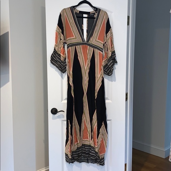 montecito black print maxi dress